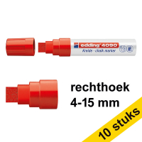 Aanbieding: 10x Edding 4090 krijtstift rood (4 - 15 mm beitel)