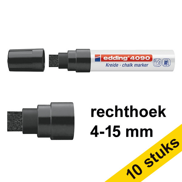 Aanbieding: 10x Edding 4090 krijtstift zwart (4 - 15 mm beitel) 239521 - 1