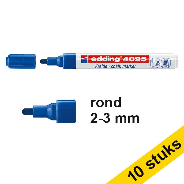 Aanbieding: 10x Edding 4095 krijtstift blauw (2 - 3 mm rond) 239801 - 1
