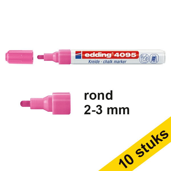 Edding Aanbieding: 10x Edding 4095 krijtstift neonroze (2 - 3 mm rond)  239806 - 1