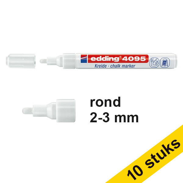 Edding Aanbieding: 10x Edding 4095 krijtstift wit (2 - 3 mm rond)  239808 - 1