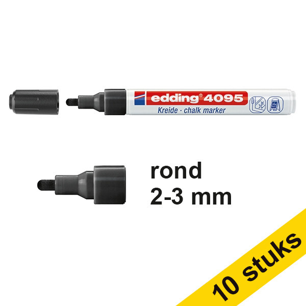 Aanbieding: 10x Edding 4095 krijtstift zwart (2 - 3 mm rond) 239809 - 1