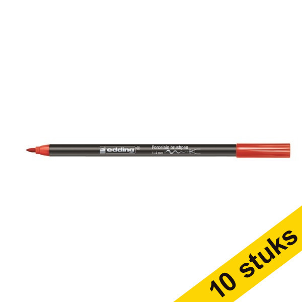 Aanbieding: 10x Edding 4200 porselein-penseelstift rood (1 - 4mm penseelpunt) 239819 - 1