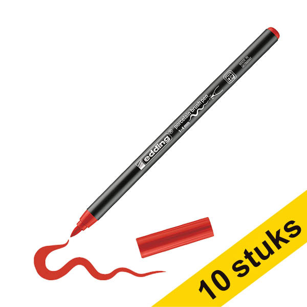 Aanbieding: 10x Edding 4200 porselein-penseelstift rood (1 - 4mm penseelpunt) 239819 - 1
