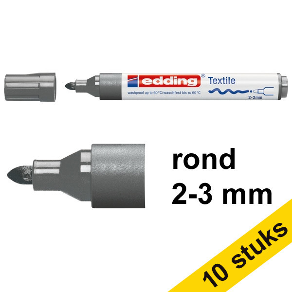 Aanbieding: 10x Edding 4500 textielmarker grijs (2 - 3 mm rond) 239828 - 1
