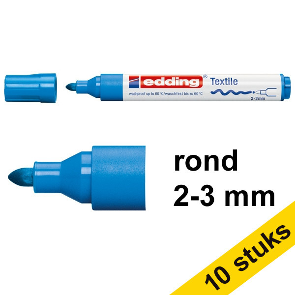 Edding Aanbieding: 10x Edding 4500 textielmarker lichtblauw (2 - 3 mm rond)  239831 - 1