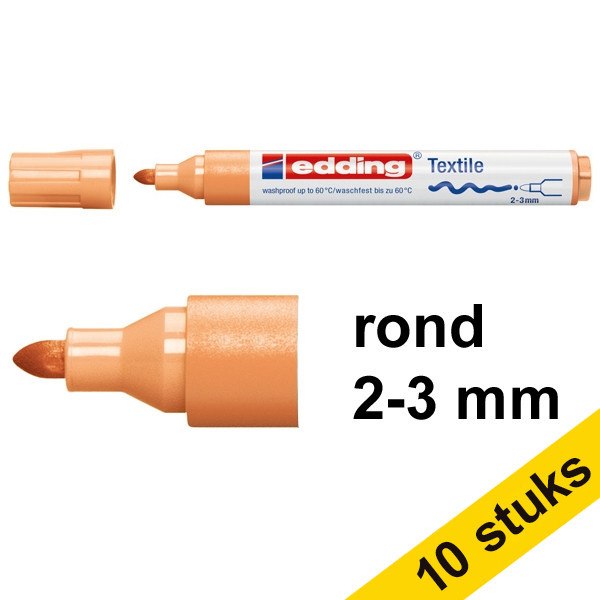 Edding Aanbieding: 10x Edding 4500 textielmarker lichtoranje (2 - 3 mm rond)  239833 - 1