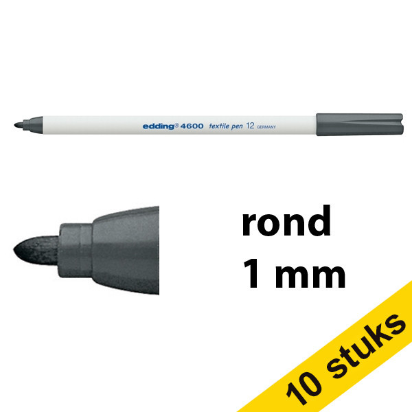 Aanbieding: 10x Edding 4600 textielmarker grijs (1 mm rond) 239848 - 1