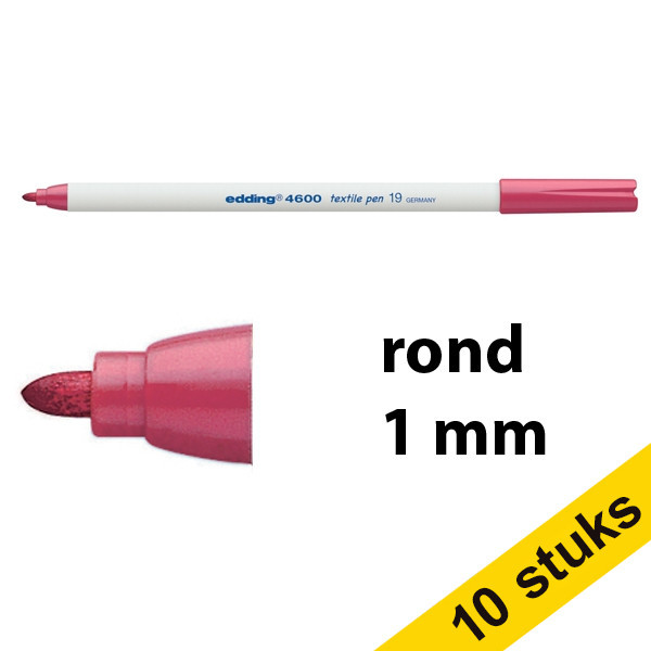 Edding Aanbieding: 10x Edding 4600 textielmarker karmijnrood (1 mm rond)  239850 - 1
