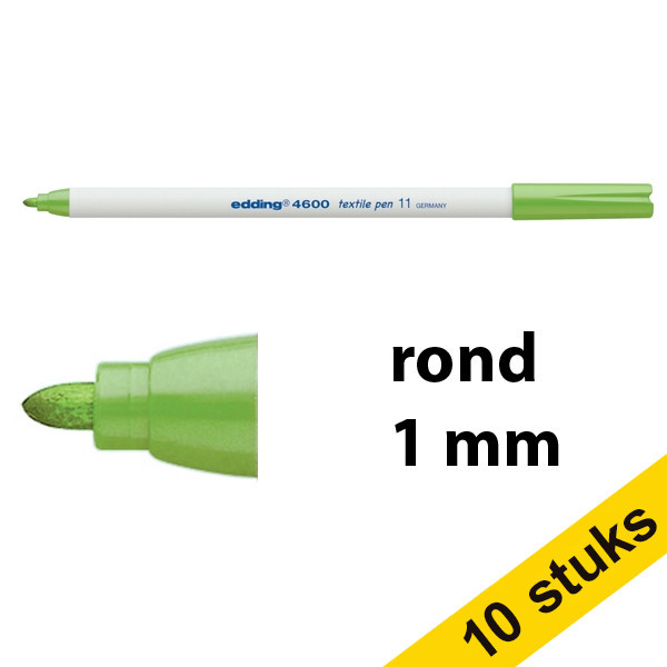 Aanbieding: 10x Edding 4600 textielmarker lichtgroen (1 mm rond) 239852 - 1
