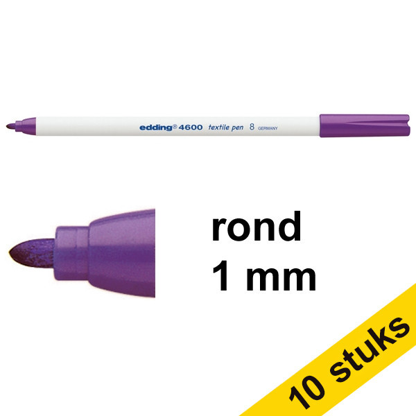 Edding Aanbieding: 10x Edding 4600 textielmarker violet (1 mm rond)  239864 - 1