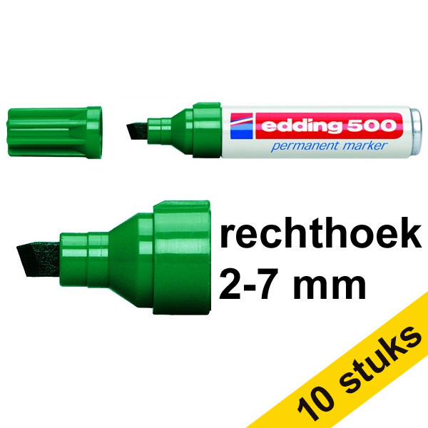 Edding Aanbieding: 10x Edding 500 permanent marker groen (2 - 7 mm beitel)  239869 - 1