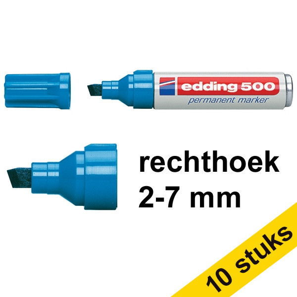 Edding Aanbieding: 10x Edding 500 permanent marker lichtblauw (2 - 7 mm beitel)  239870 - 1