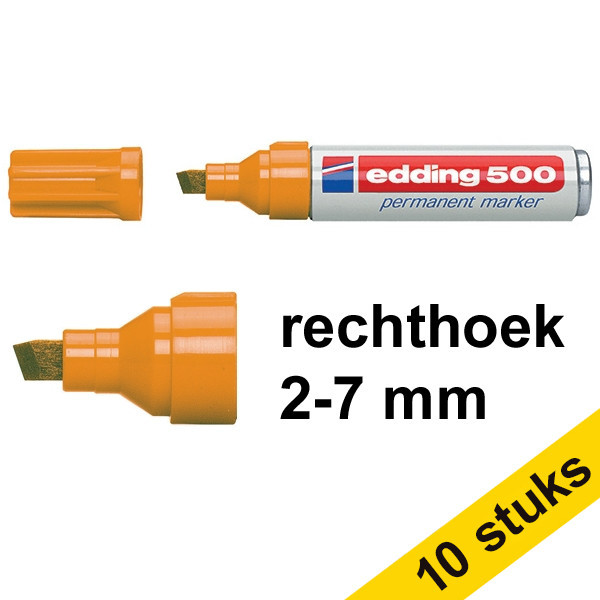 Edding Aanbieding: 10x Edding 500 permanent marker oranje (2 - 7 mm beitel)  239871 - 1
