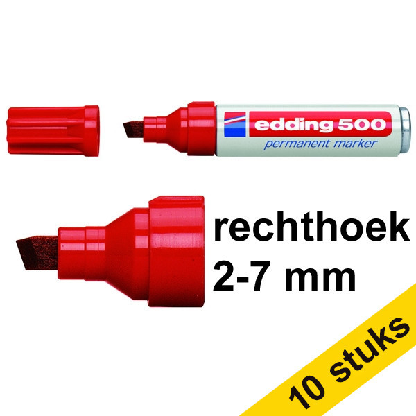 Edding Aanbieding: 10x Edding 500 permanent marker rood (2 - 7 mm beitel)  239873 - 1