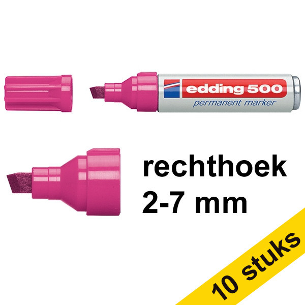 Edding Aanbieding: 10x Edding 500 permanent marker roze (2 - 7 mm beitel)  239874 - 1