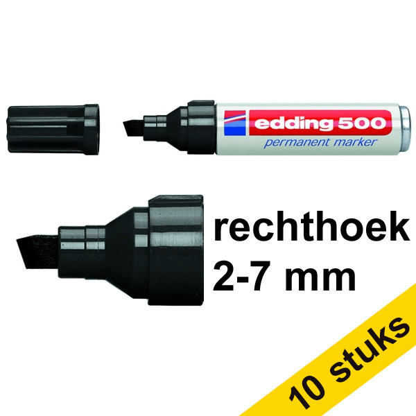 Edding Aanbieding: 10x Edding 500 permanent marker zwart (2 - 7 mm beitel)  239875 - 1