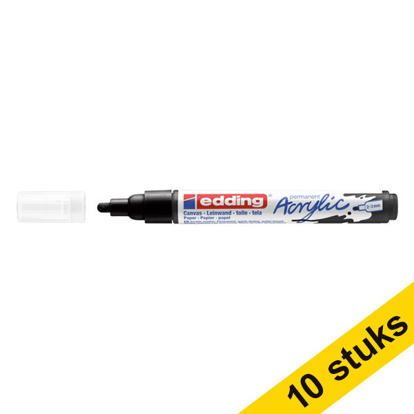 Aanbieding: 10x Edding 5100 acrylmarker diep zwart (2 - 3 mm rond) 240260 - 1