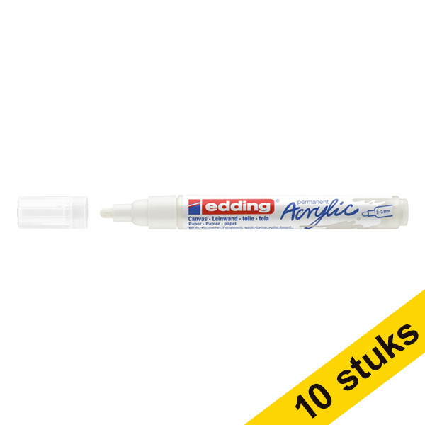 Aanbieding: 10x Edding 5100 acrylmarker verkeerswit (2 - 3 mm rond) 240273 - 1