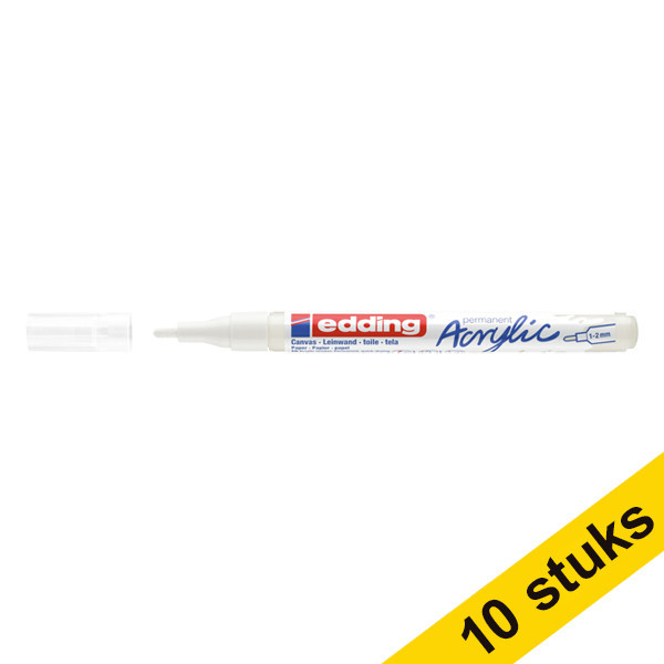 Aanbieding: 10x Edding 5300 acrylmarker verkeerswit (1 - 2 mm rond) 240295 - 1