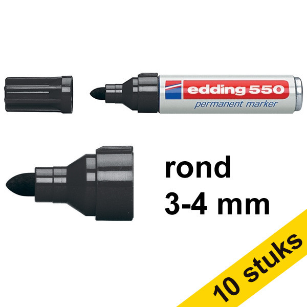 Edding Aanbieding: 10x Edding 550 permanent marker zwart (3 - 4 mm rond)  239504 - 1