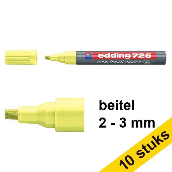 Edding Aanbieding: 10x Edding 725 neon board marker geel (2 - 5 mm beitel)  239893 - 1