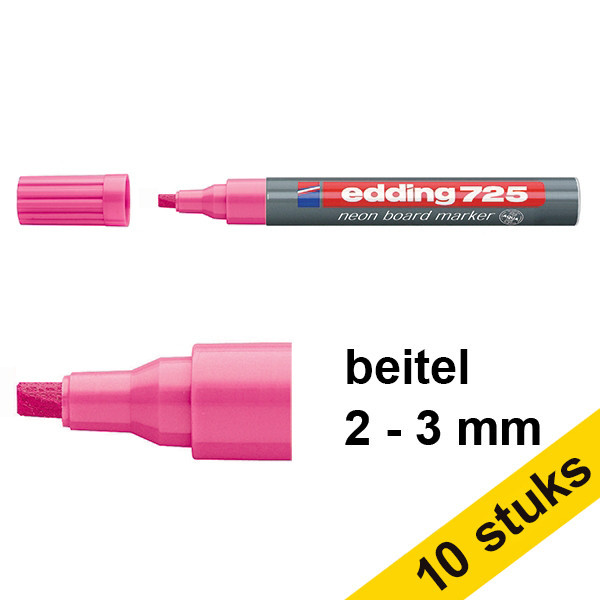 Edding Aanbieding: 10x Edding 725 neon board marker roze (2 - 5 mm beitel)  239895 - 1