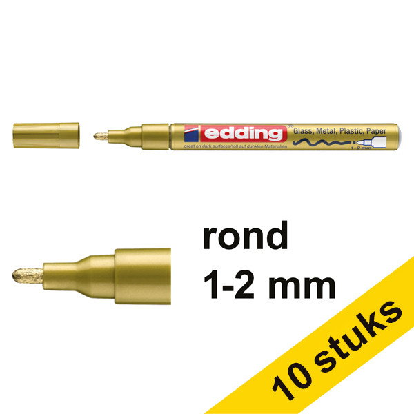 Edding Aanbieding: 10x Edding 751 glanslakmarker goud (1 - 2 mm rond)  240532 - 1