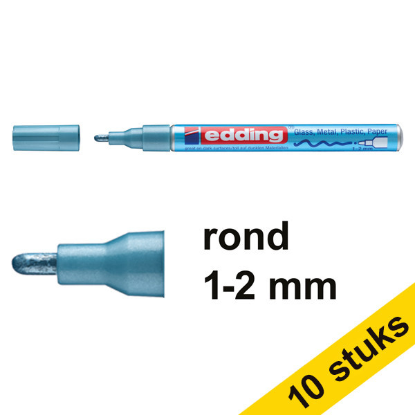 Aanbieding: 10x Edding 751 glanslakmarker metallic lichtblauw (1-2 mm rond) 239549 - 1
