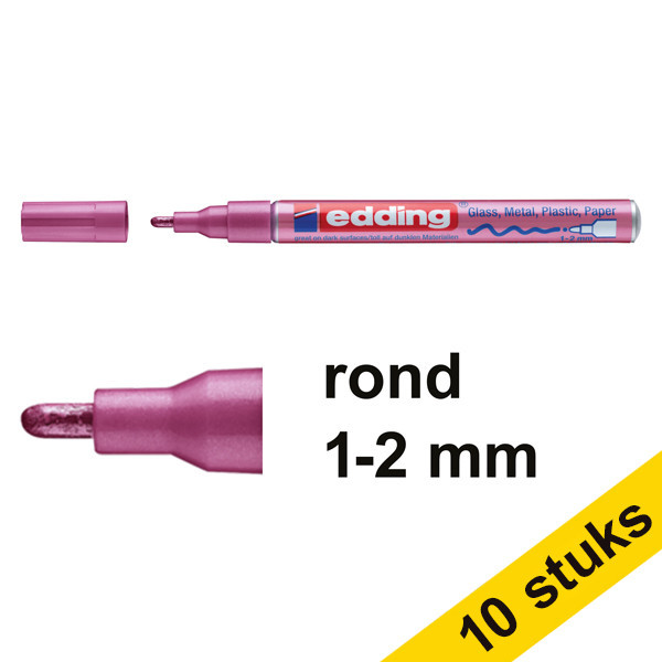 Aanbieding: 10x Edding 751 glanslakmarker metallic roze (1-2 mm rond) 239552 - 1