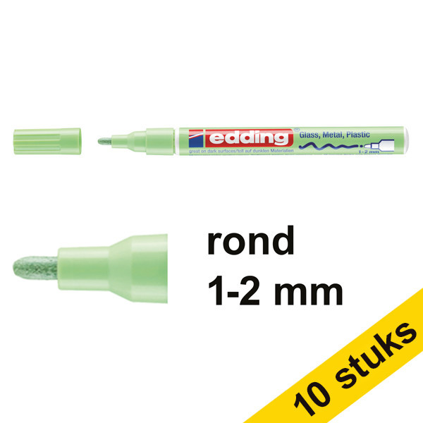 Aanbieding: 10x Edding 751 glanslakmarker pastelgroen (1-2 mm rond) 239554 - 1