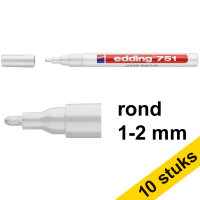 Aanbieding: 10x Edding 751 lakmarker wit (1 - 2 mm rond)