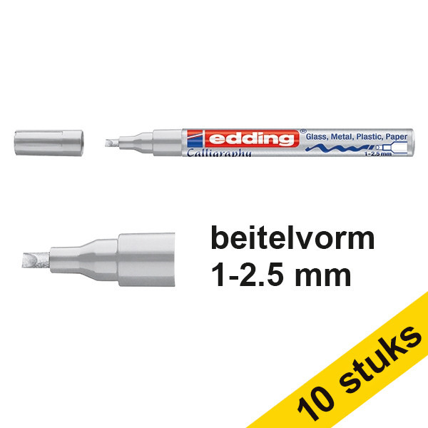 Aanbieding: 10x Edding 753 glanslakmarker kalligrafie zilver (1 - 2,5 mm) 239902 - 1