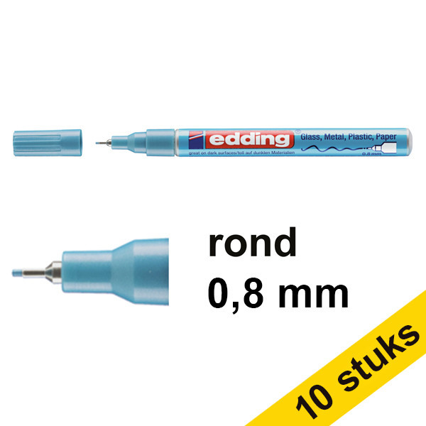 Aanbieding: 10x Edding 780 glanslakmarker metallic lichtblauw (0,8 mm rond) 239557 - 1