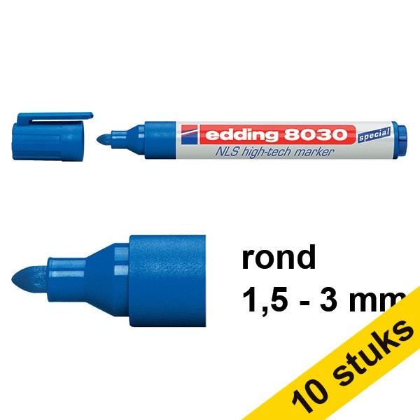 Edding Aanbieding: 10x Edding 8030 NLS high-tech marker blauw (1,5 - 3 mm rond)  239909 - 1