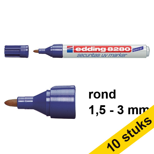 Edding Aanbieding: 10x Edding 8280 securitas uv marker (1,5 - 3 mm rond)  239919 - 1