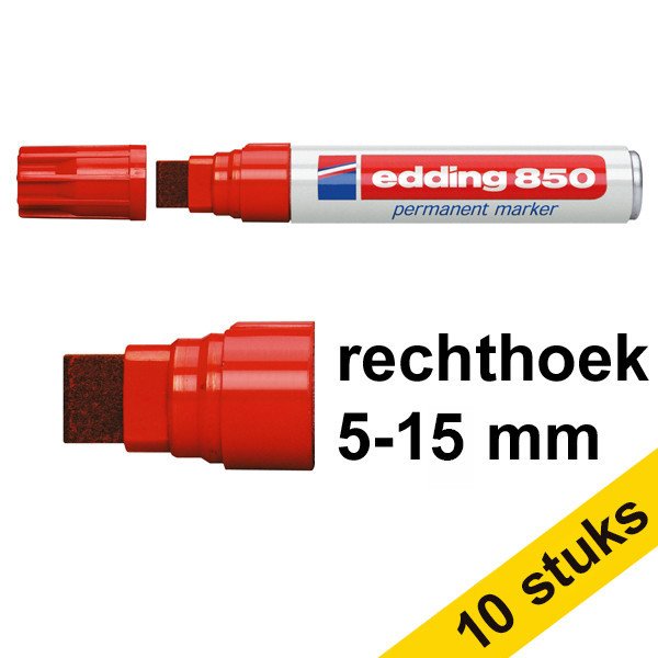 Edding Aanbieding: 10x Edding 850 permanent marker rood (5 - 15 mm beitel)  239924 - 1
