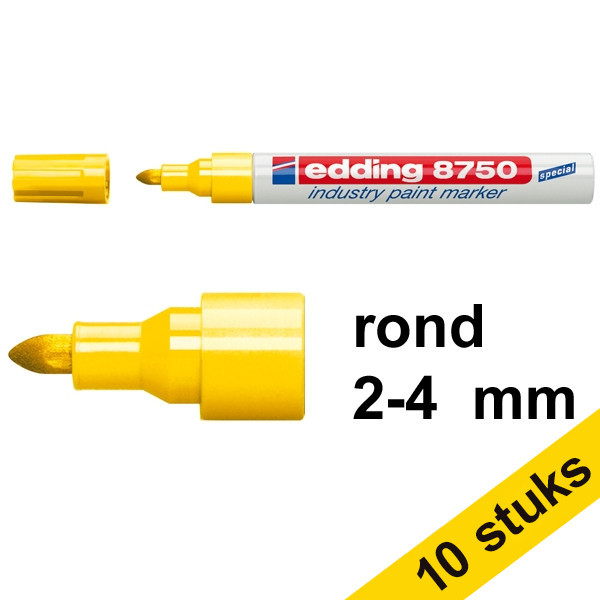Aanbieding: 10x Edding 8750 industriële paint marker geel (2 - 4 mm rond) 239426 - 1
