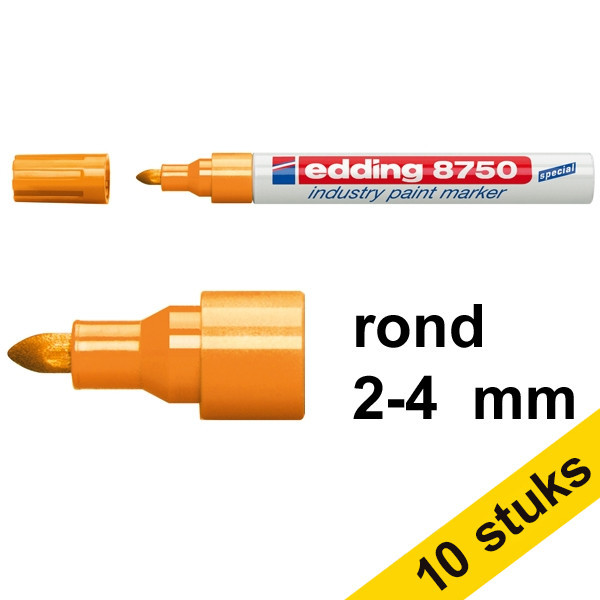 Aanbieding: 10x Edding 8750 industriële paint marker oranje (2 - 4 mm rond) 239427 - 1