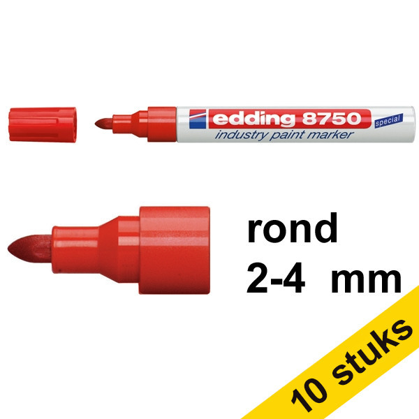 Aanbieding: 10x Edding 8750 industriële paint marker rood (2 - 4 mm rond) 239423 - 1