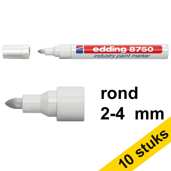 Aanbieding: 10x Edding 8750 industriële paint marker wit (2 - 4 mm rond) 239421 - 1