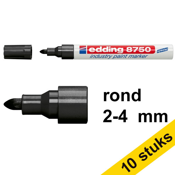 Aanbieding: 10x Edding 8750 industriële paint marker zwart (2 - 4 mm rond) 239422 - 1