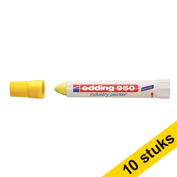 Aanbieding: 10x Edding 950 industriële paint marker geel (10 mm rond) 239945 - 1