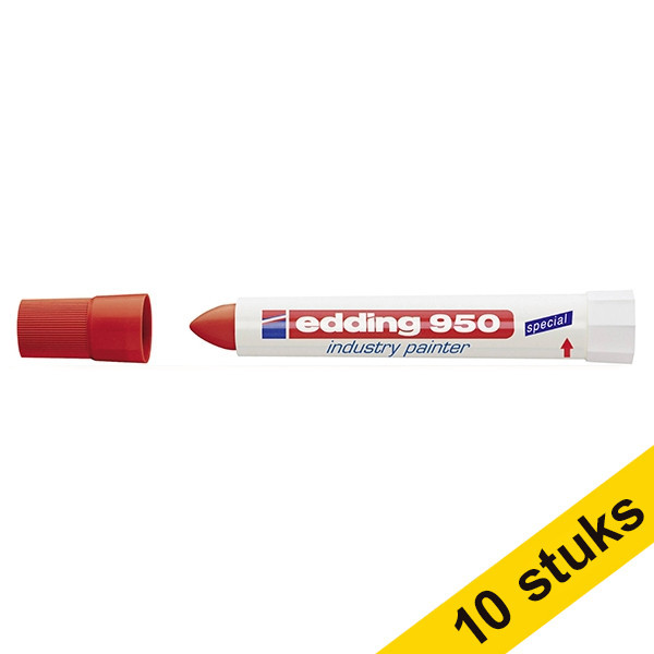 Edding Aanbieding: 10x Edding 950 industriële paint marker rood (10 mm rond)  239946 - 1