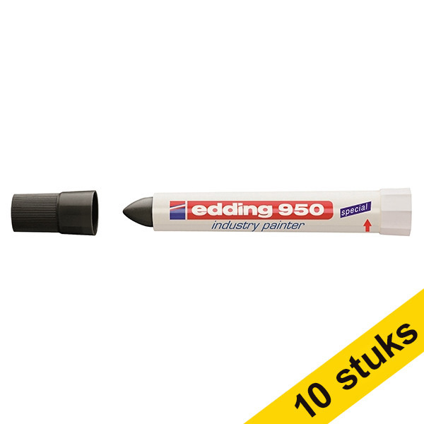 Edding Aanbieding: 10x Edding 950 industriële paint marker zwart (10 mm rond)  239948 - 1