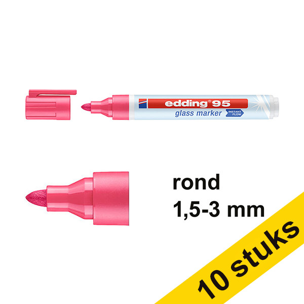 Aanbieding: 10x Edding 95 glasmarker roze (1,5 - 3 mm rond) 240596 - 1