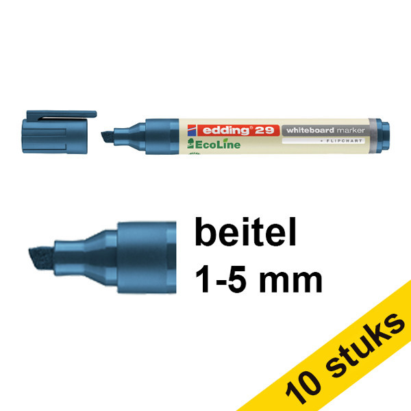 Edding Aanbieding: 10x Edding EcoLine 29 whiteboard marker blauw (1 - 5 mm beitel)  240373 - 1