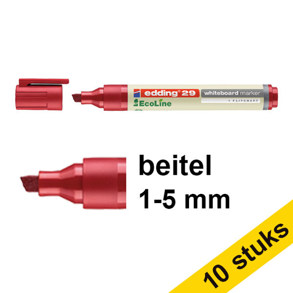 Edding Aanbieding: 10x Edding EcoLine 29 whiteboard marker rood (1 - 5 mm beitel)  240372 - 1