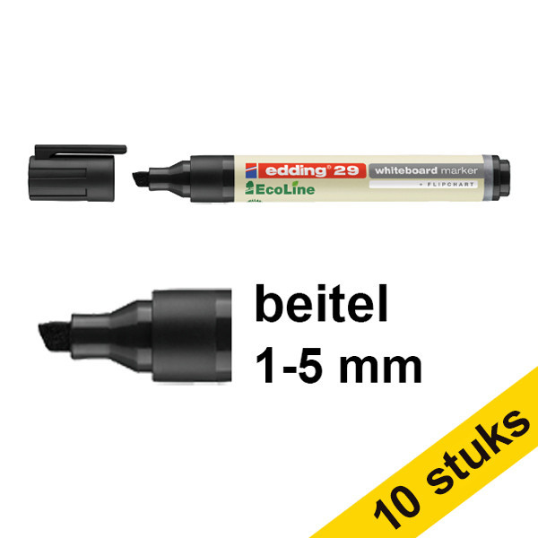 Edding Aanbieding: 10x Edding EcoLine 29 whiteboard marker zwart (1 - 5 mm beitel)  240371 - 1