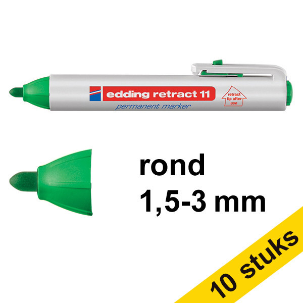 Edding Aanbieding: 10x Edding Retract 11 permanent marker groen (1,5 - 3 mm rond)  239950 - 1